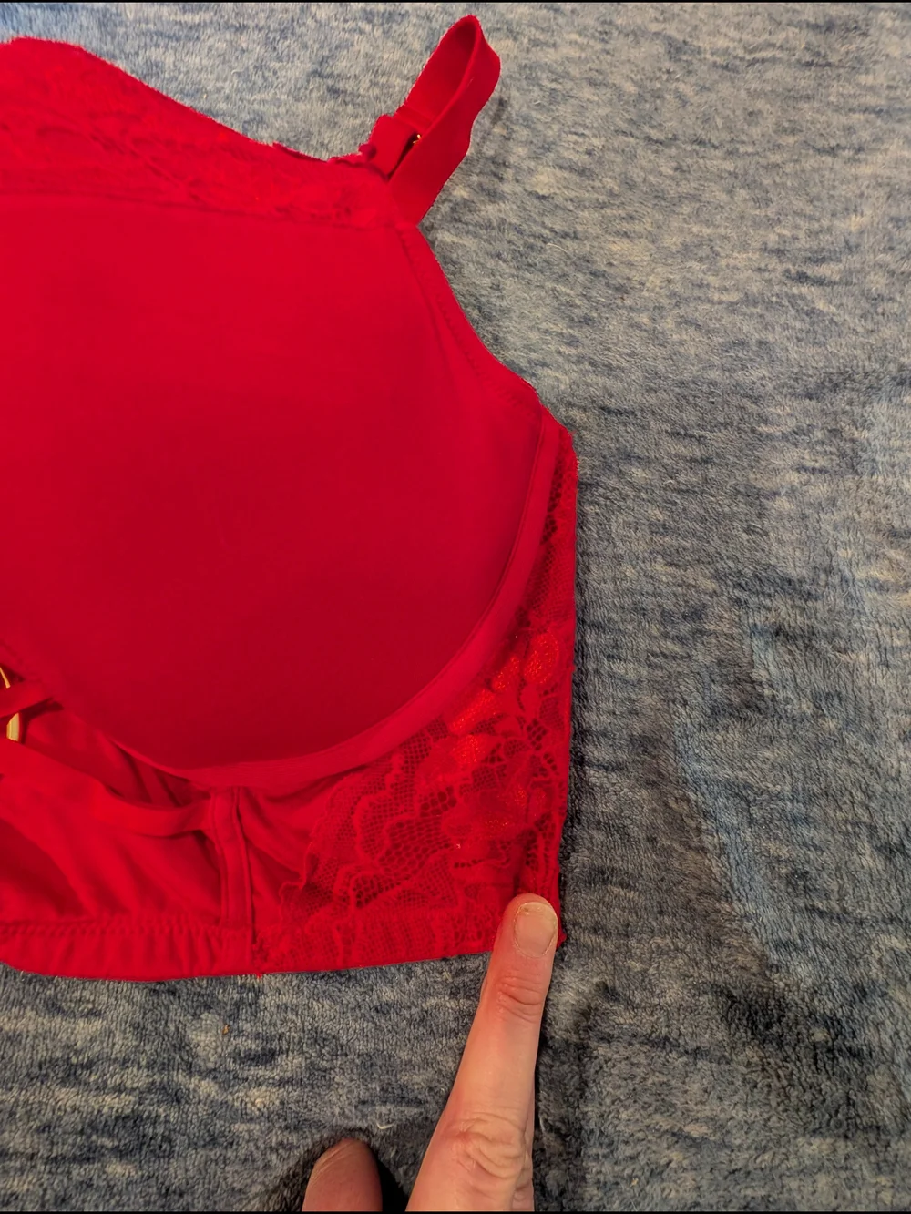 Cacique 40DD Red Lace Longline Bra with Gold Accents
